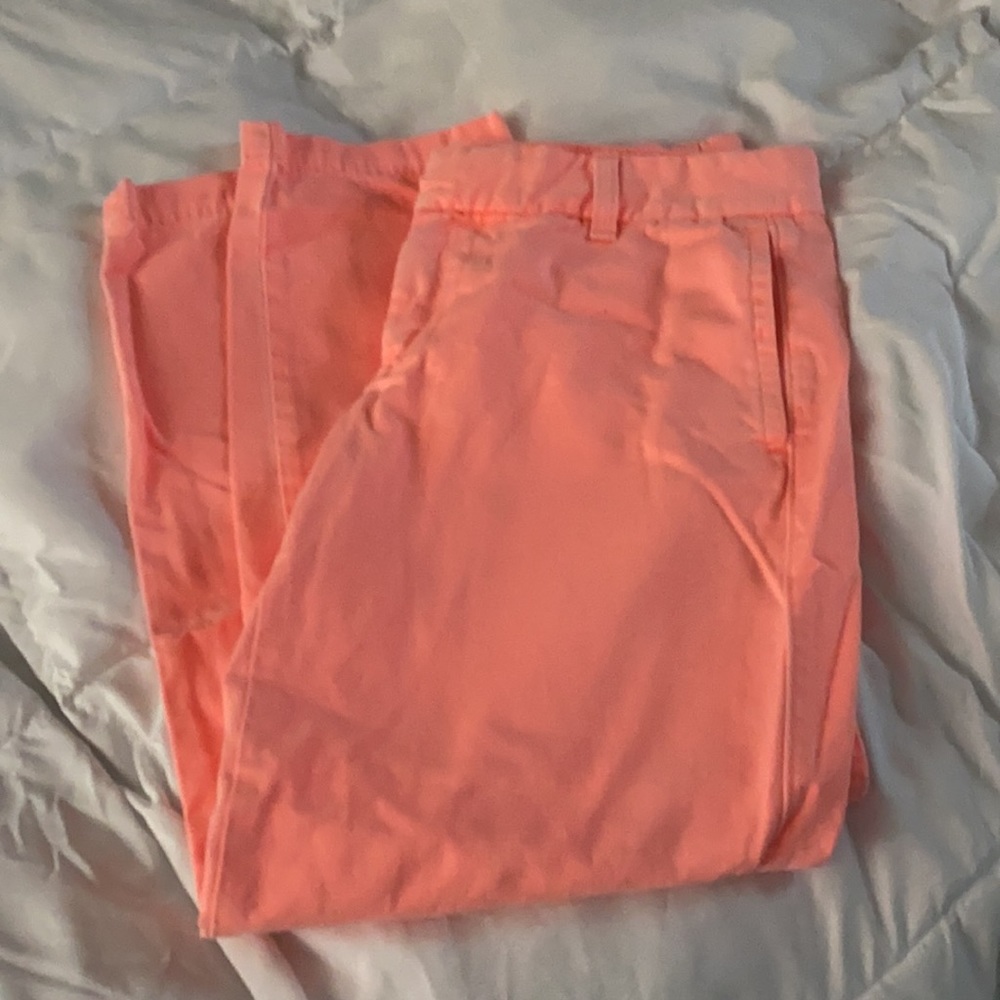 J.Crew factory broken-in scout chino in bright coral. Size 4